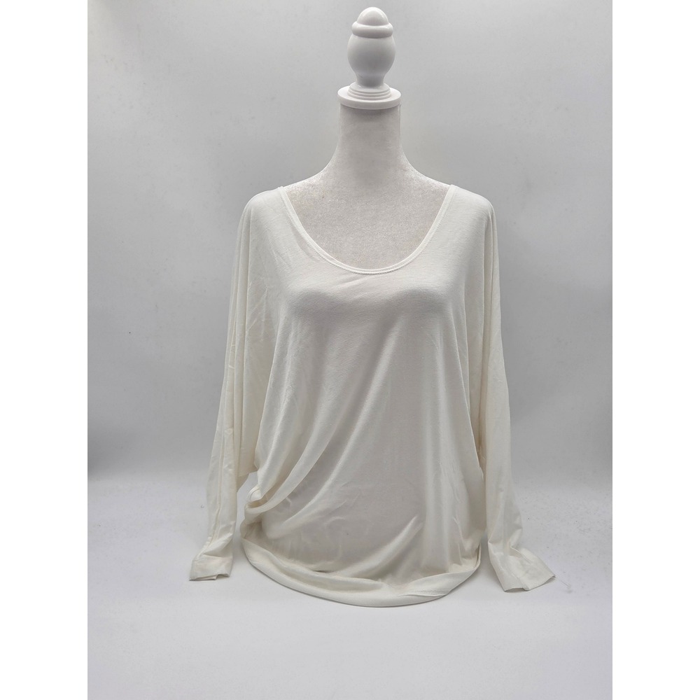 Nally & Millie Women's XL Ivory Long Sleeve Scoop Neck Top Made in USA 101-285